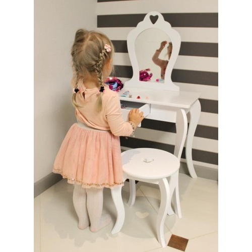 ALDOTRADE Detský kozmetický stolík so zrkadlom a taburetom